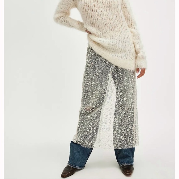 Free People sequin see thru sparkly skirt NEW - Picture 3 of 5